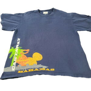 DISNEY CRUISE LINE Castaway Mens T-Shirt Multicolor Large 100% Cotton Pullover